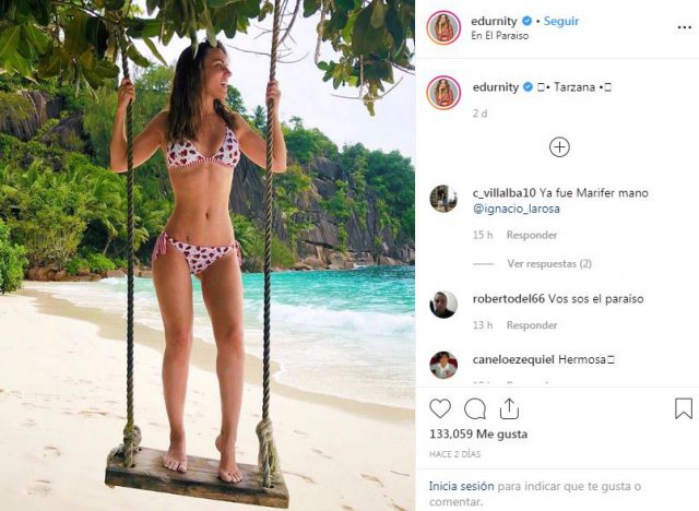 Edurne bate su récord de likes tras publicar una foto en bikini