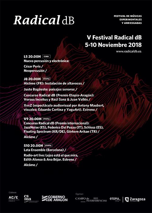 Etopia Centro de Arte y Tecnología de Zaragoza celebra, del 5 al 10 de noviembre, la quinta edición del festival de música experimental Radical dB