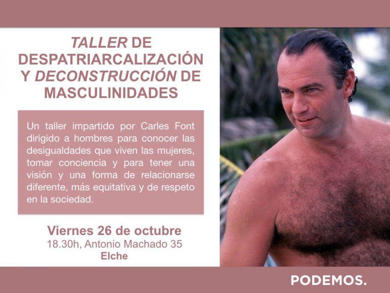 Podemos utiliza una imagen de Bertín Osborne para publicitar un taller sobre machismo