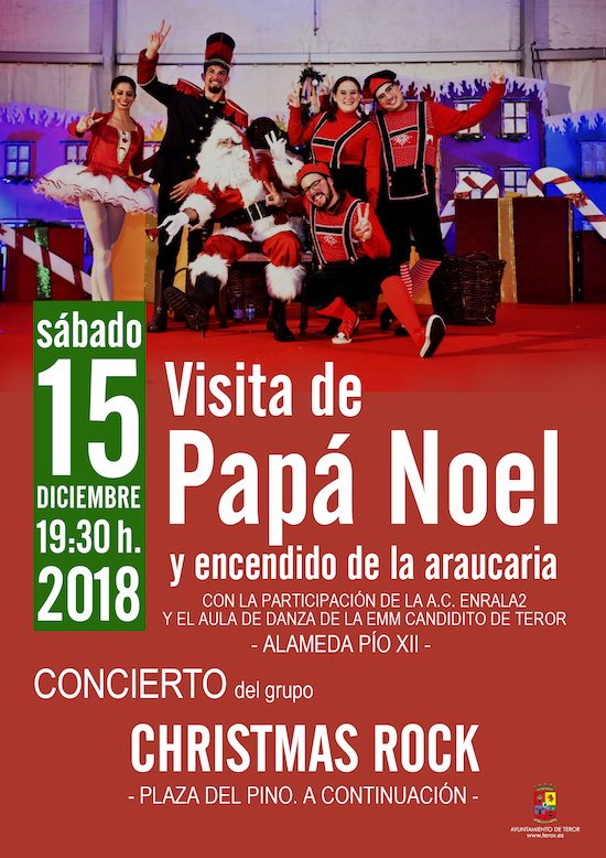 TEROR: Papa Noel visita el sábado la Villa de Teror y enciende el gran árbol navideño de la Araucaria