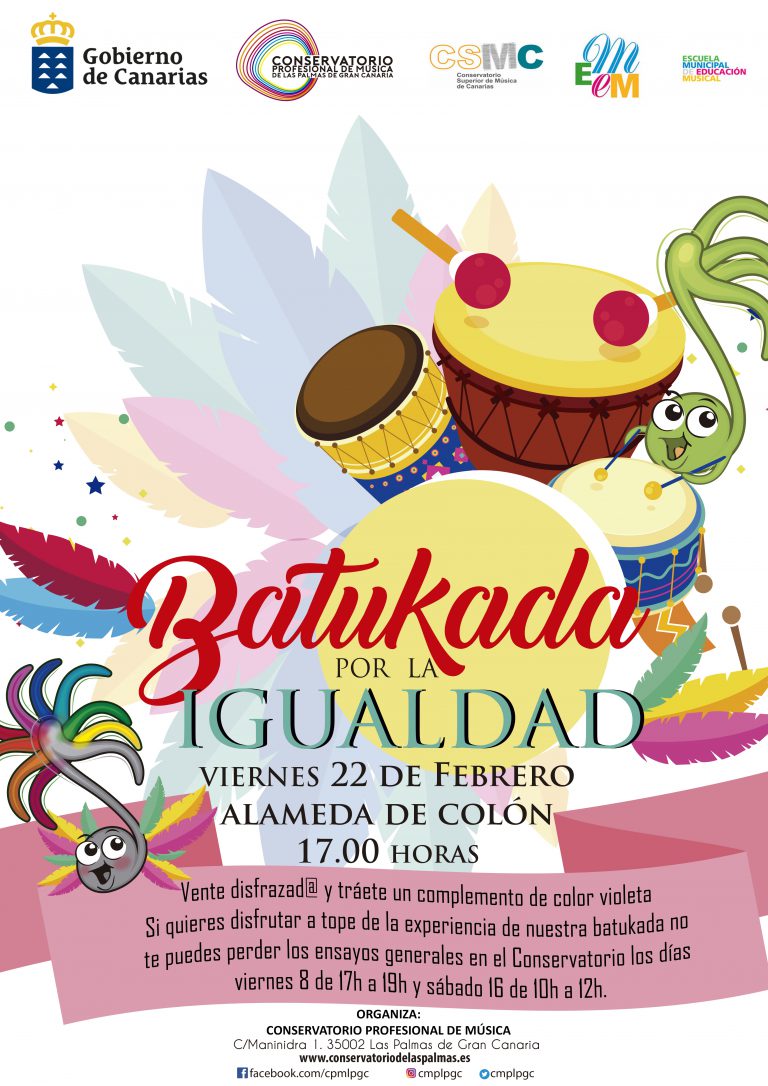 LAS PALMAS DE G.C: El Conservatorio se suma al carnaval de LPGC con una gran batukada por la igualdad