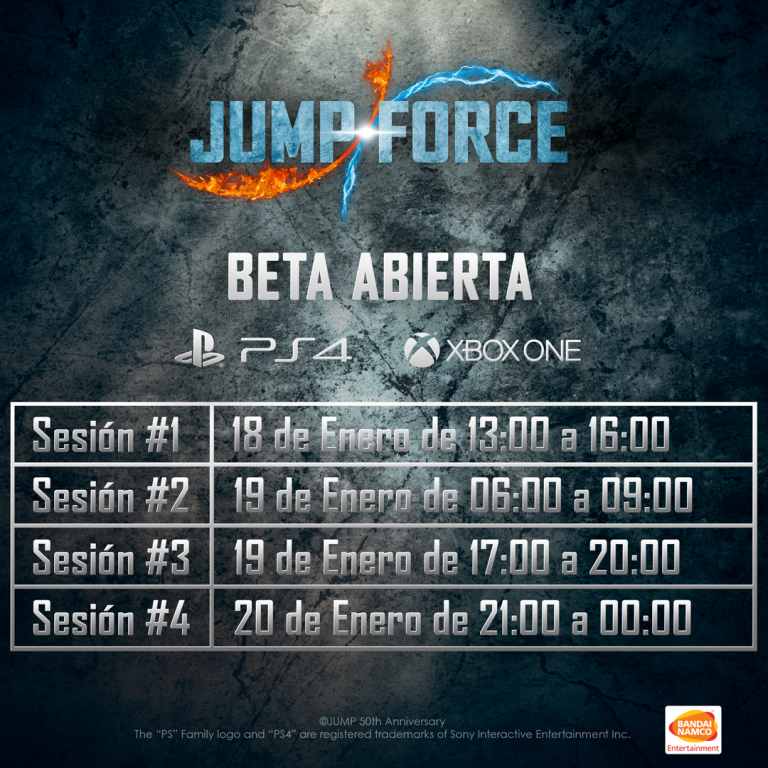 Mira los horarios de la beta abierta de Jump Force del 18 al 20 de enero