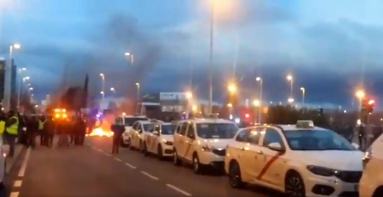 Asciden a 14 los heridos durante las protestas de los taxistas en Ifema