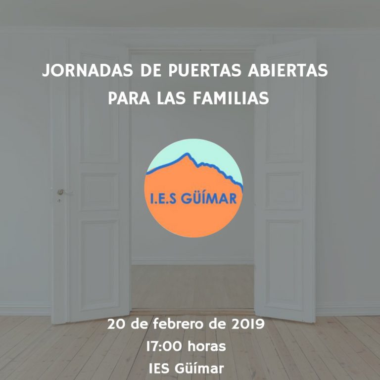 GÜIMAR: El IES Güímar celebra el 20 de febrero las ‘I Jornadas de Puertas Abiertas para Familias’