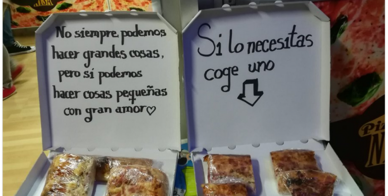 «Si lo necesitas, coge uno»: una pizzería de Tenerife regala porciones para los más necesitados