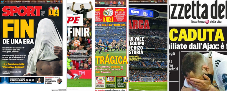 Así cuenta la prensa deportiva nacional e internacional la trágica derrota del Madrid