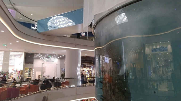 Un acuario gigante se rompe en el interior de un centro comercial