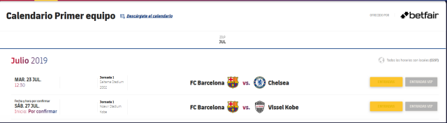 Calendario Barça