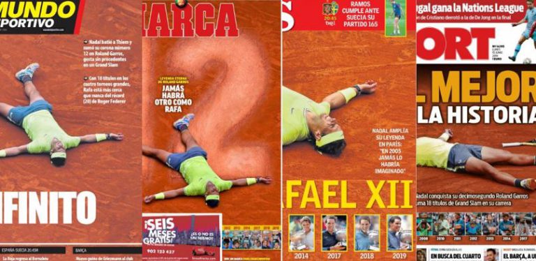 La prensa deportiva se rinde ante Rafa Nadal: «El mejor de la historia», «infinito»…