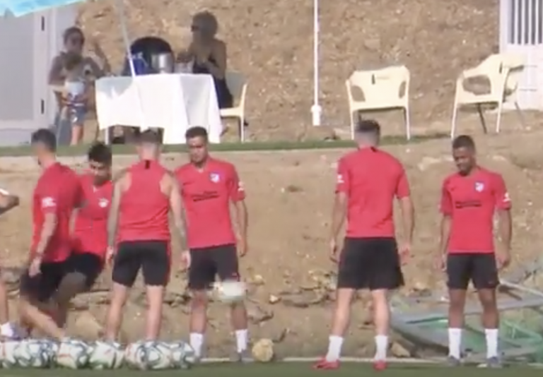 El calentón de Morata durante el entrenamiento del Atleti en Los Ángeles de San Rafael