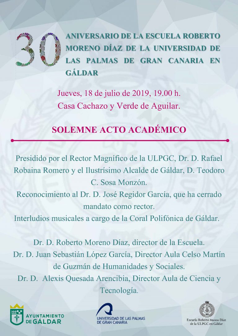 30 aniversario de la Escuela Roberto Moreno Díaz de la ULPGC en Gáldar