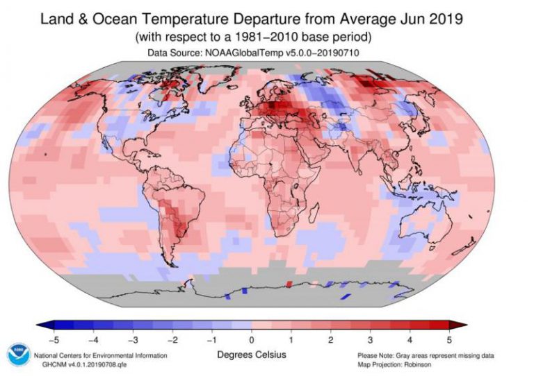 Junio de este año fue el más caluroso en la Tierra desde 1880