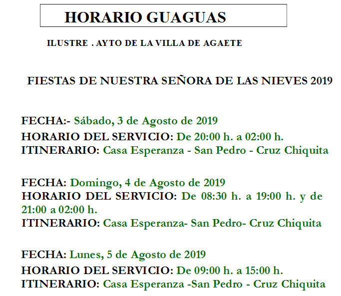 El Ayuntamiento pone en marcha el servicio gratuito de guaguas Agaete-El Valle durante las Fiestas de Las Nieves