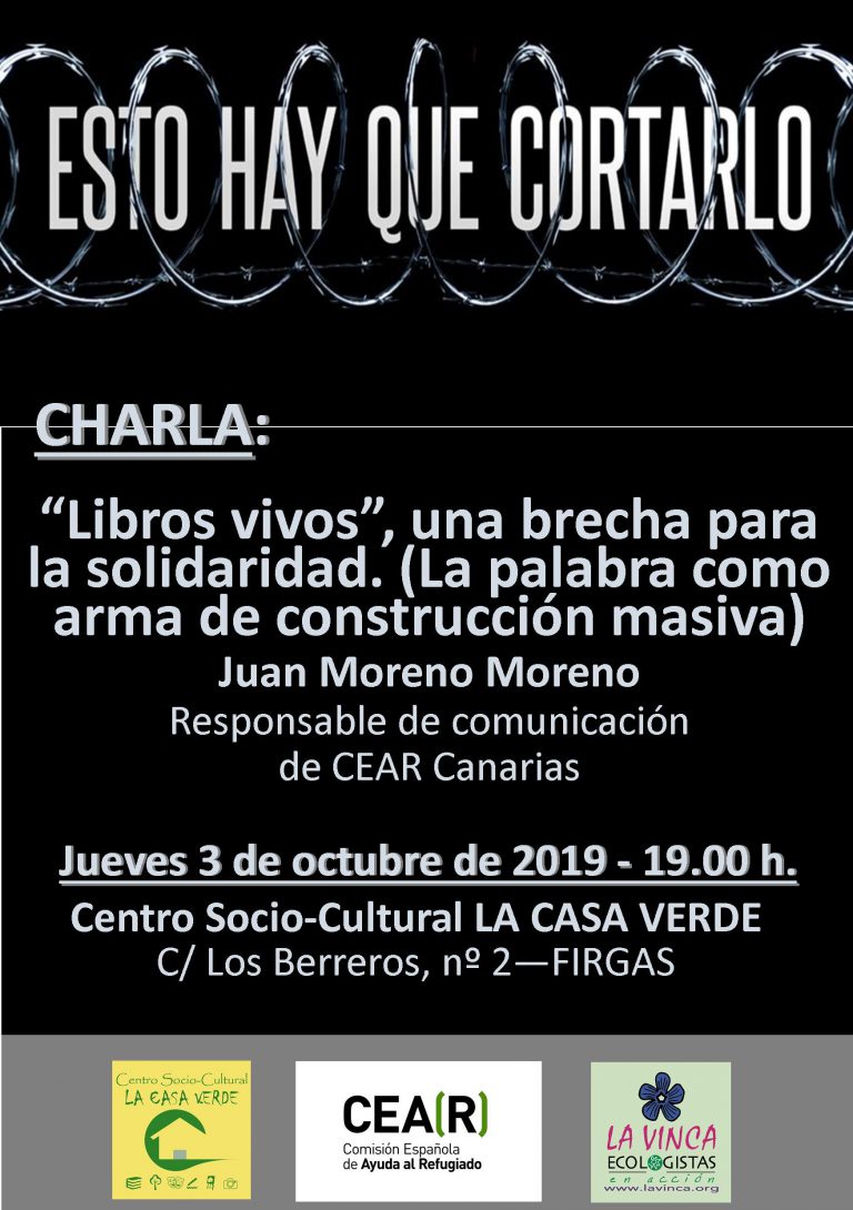 LA CASA VERDE acoge en Firgas una charla sobre la labor de CEAR Canarias, el jueves 3 de octubre