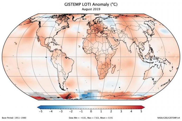 Agosto de este año fue el segundo más caluroso jamás registrado en la Tierra