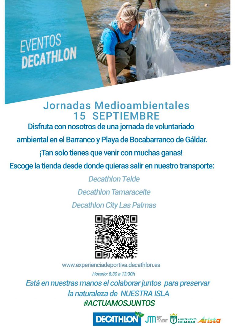 Decathlon y Ayuntamiento de Gáldar unen esfuerzos en una jornada medioambiental en el barranco y playa de Bocabarranco