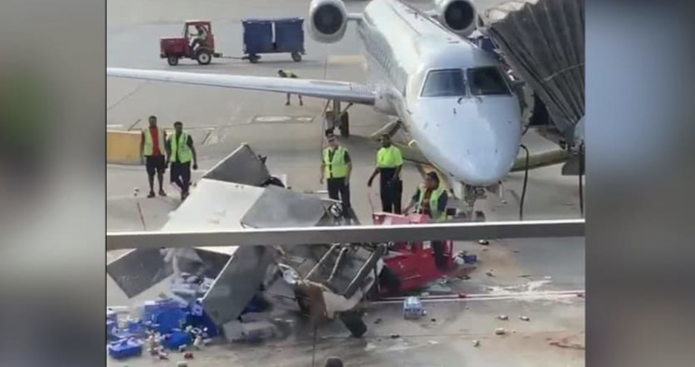 Un carro de catering descontrolado, a punto de causar una tragedia en la pista de aterrizaje de un aeropuerto