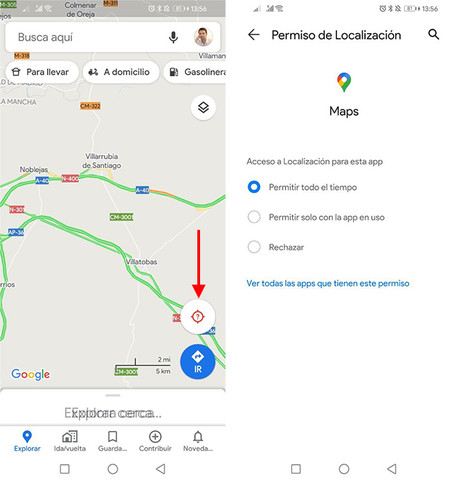 Google Maps Y El Icono Del Gps En Rojo