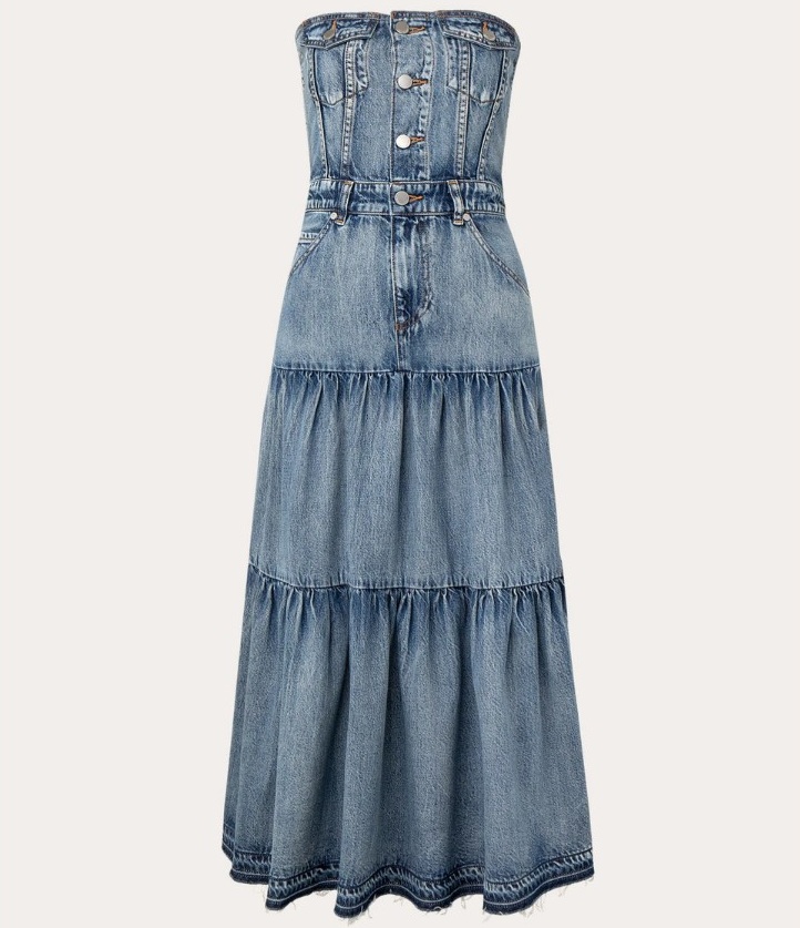 vestido midi denim red valentino