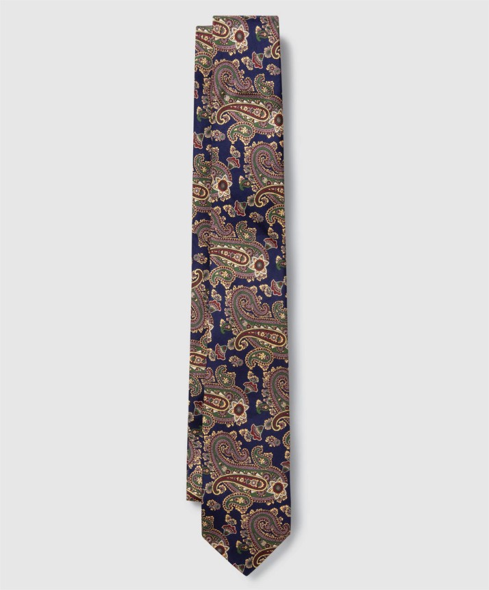 corbata seda azul estampado paisley