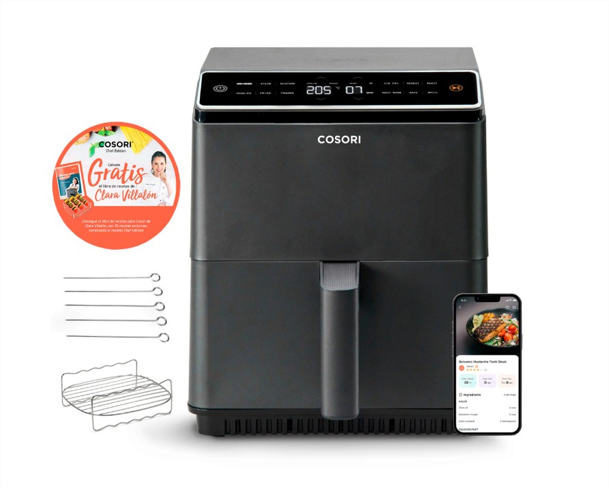 Freidora sin aceite Cosori Dual Blaze Chef Edition con sistema 360 ThermoIQ + Libro de recetas exclusivo