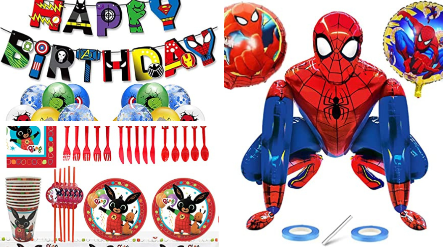 Decoración Cumpleaños Spiderman, Juego de Vajilla para Fiesta, Adornos  Cumpleaños Infantil, Superhéroes Party Supplies set Incluye Pancarta,  Mantel