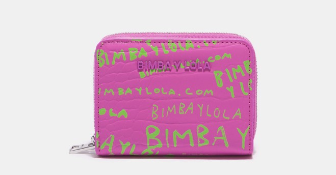 monedero grabado ccodrilo rosa neon bimba y lola