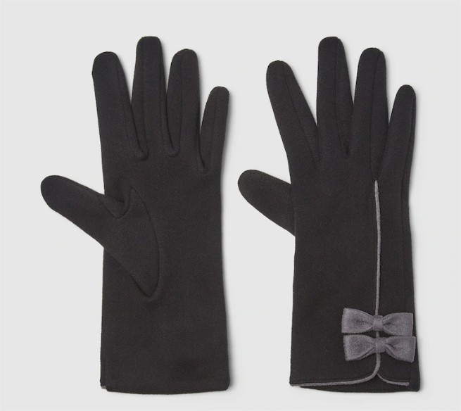 Guantes de tejido Eem en negro con adorno lazos