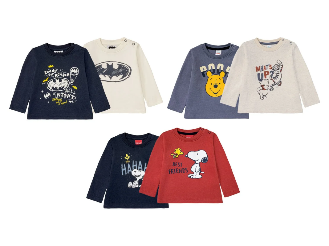 Camisetas de manga larga con estampado para bebe pack de 2