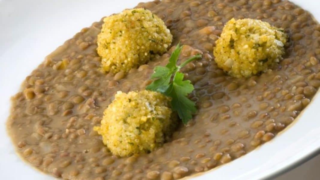 Los ingredientes de las lentejas con croquetas de mijo