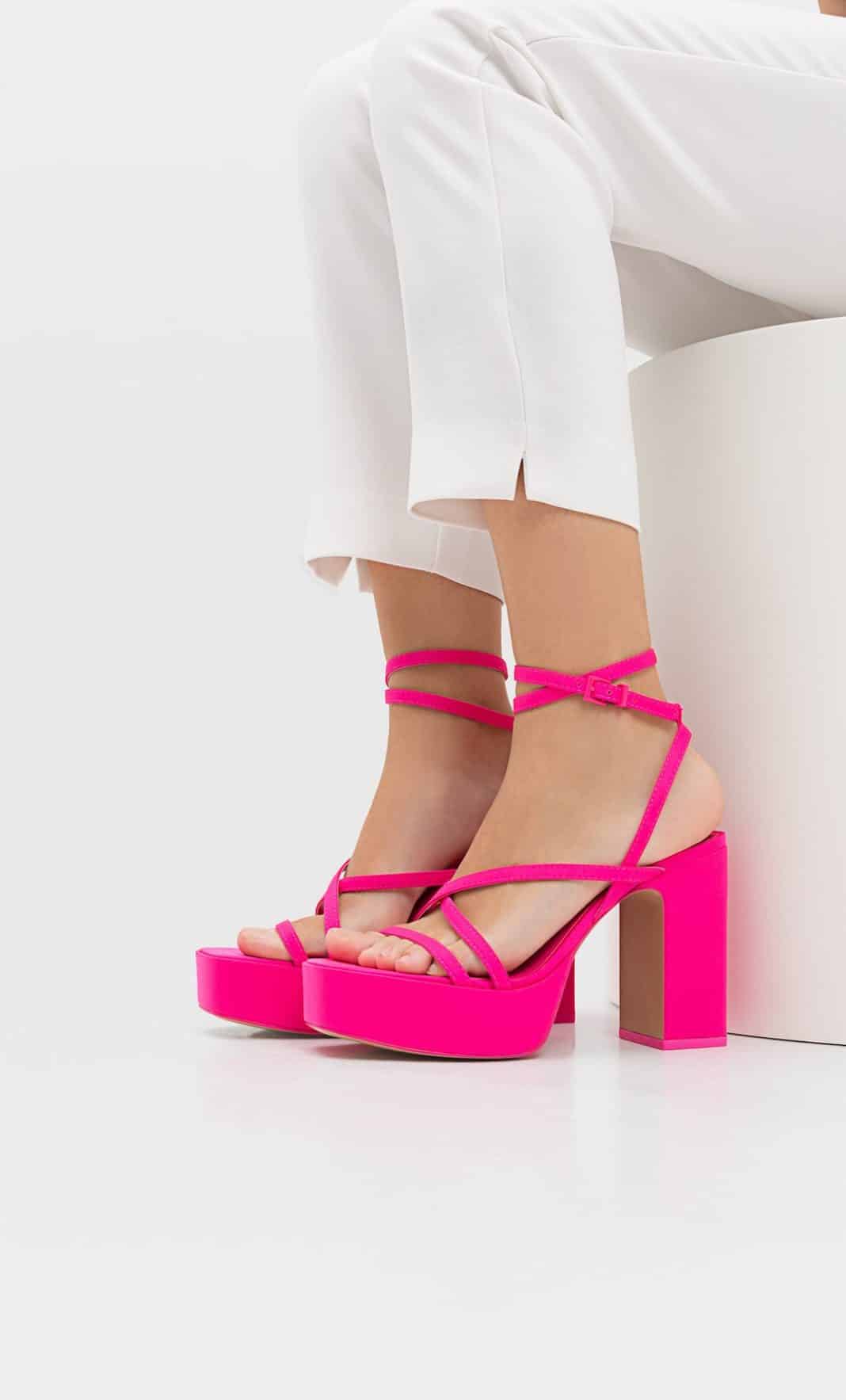 Stradivarius - Sandalias Rosa Tacón Plataforma