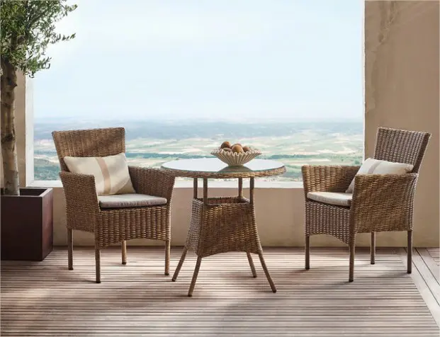 Mejores ofertas Patio Café mesa y sillas de mimbre Muebles de Exterior Set  - China Mobiliario de jardín, Horno de mimbre