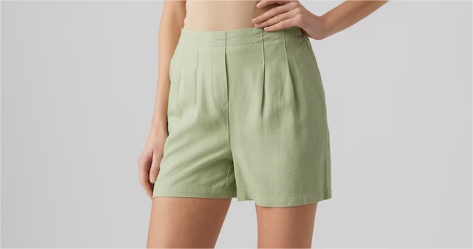 Shorts De Lino De Mujer Con Cintura Elastica