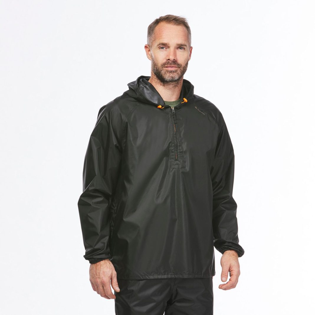 Chubasquero de montaña y trekking media cremallera Hombre Quechua Raincut – Decathlon