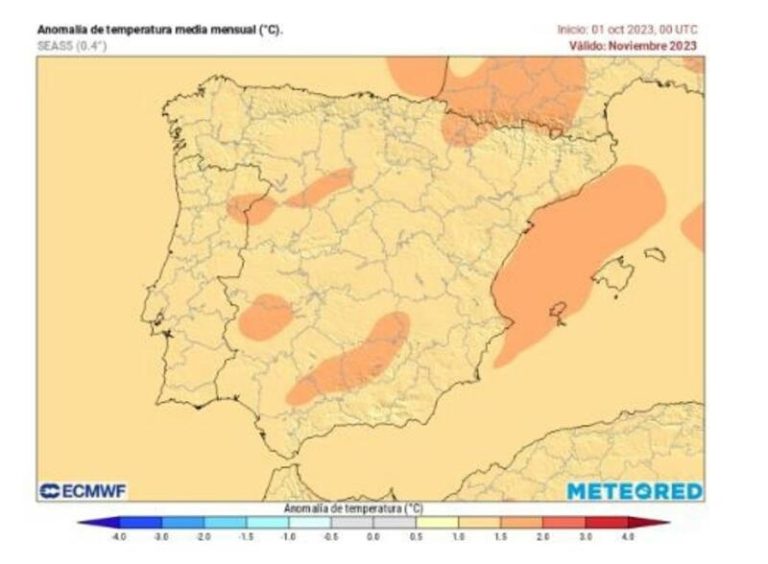 Las temperaturas serán más altas de lo normal en la primera mitad de noviembre