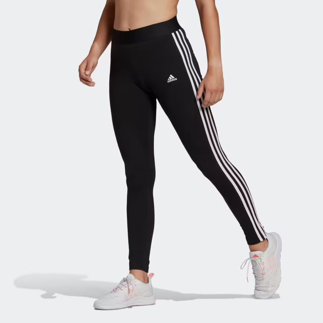 Mallas leggings fitness 3 franjas de mujer Adidas negro