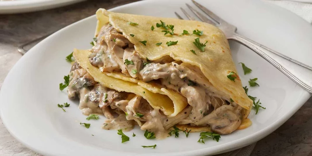 Crepes de pollo y champiñones