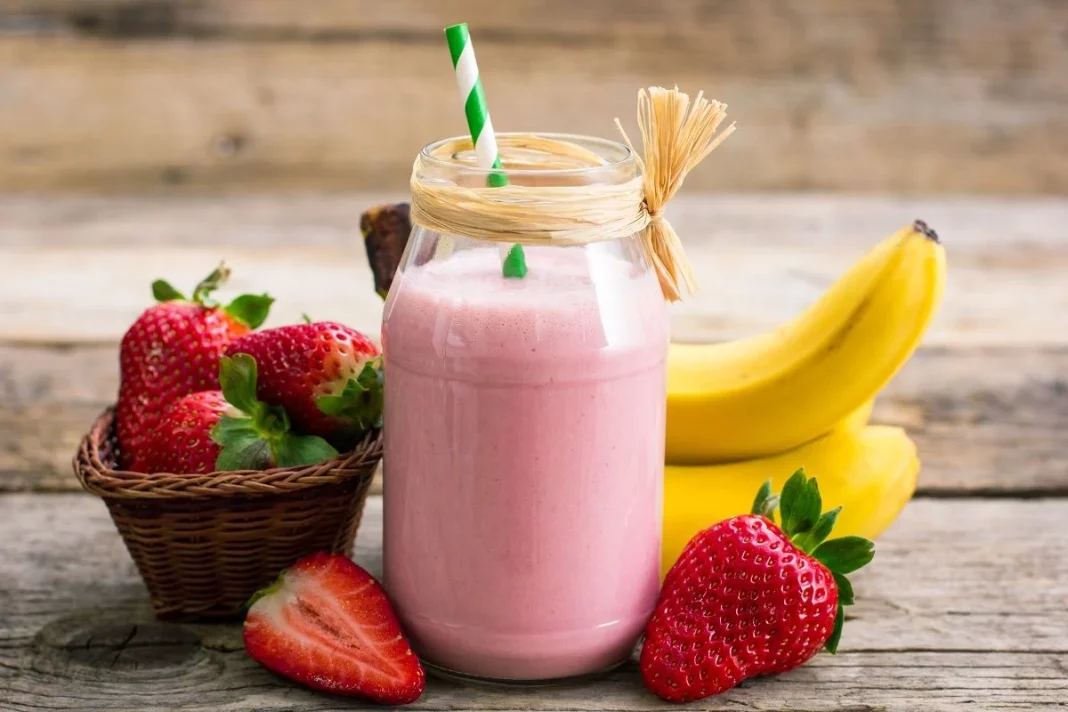 Batido de fresas y plátano