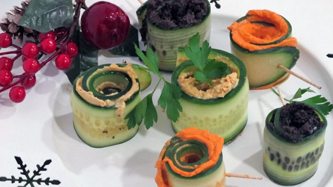 Rollitos de pepino con patés vegetales