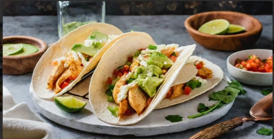 Tacos de pavo con salsa de aguacate